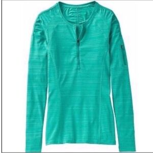 Athleta Pacifica Long sleeve Half Zip Rash Guard Swim Top in Green Medium EUC